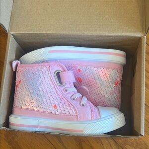 Pink Sequin High-Top Kids Sneakers